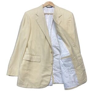 Vintage Polo Ralph Lauren Cashmere Blazer 39R Beige Preppy Sport Coat USA Made